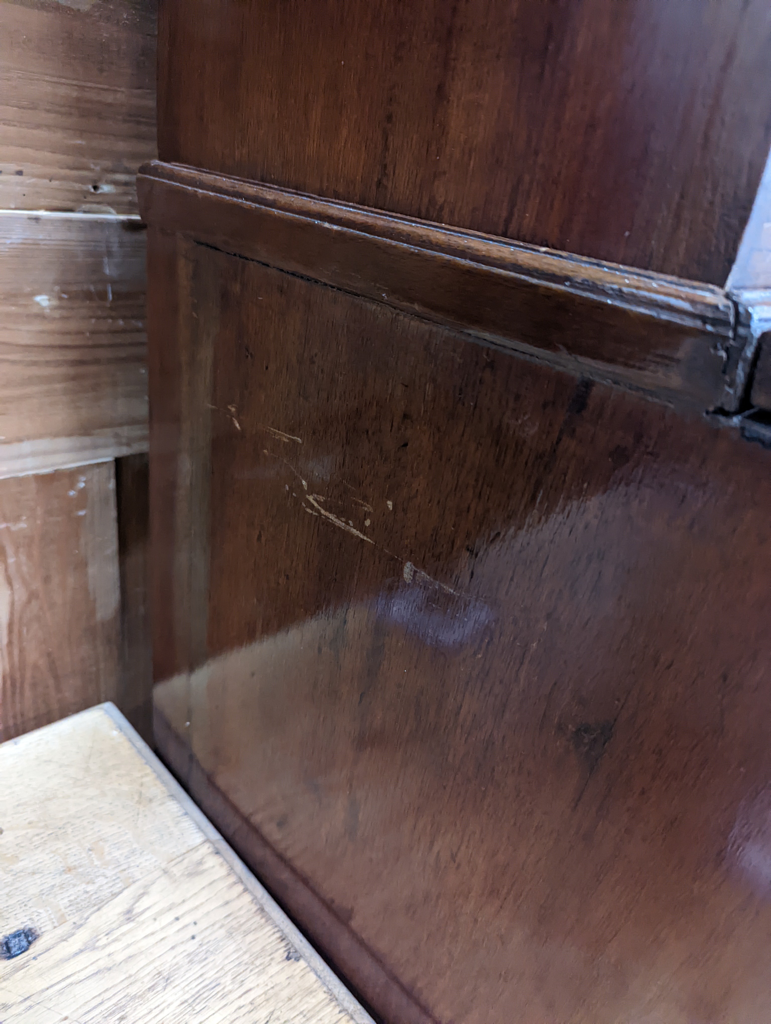 An Edwardian George III design mahogany secretaire bookcase, length 90cm, depth 51cm, height 187cm
